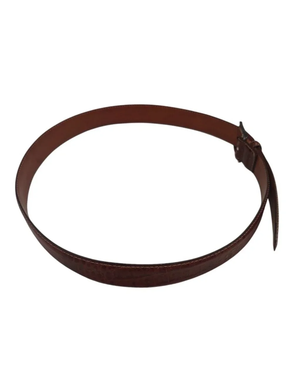 Martin Dingman Crocodile Grain Italian Calfskin Leather Belt Brown Size 36 USA